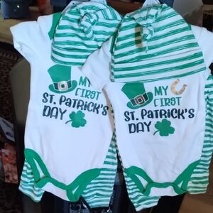 St. Patrick's Day Baby Onesie Set with Hat